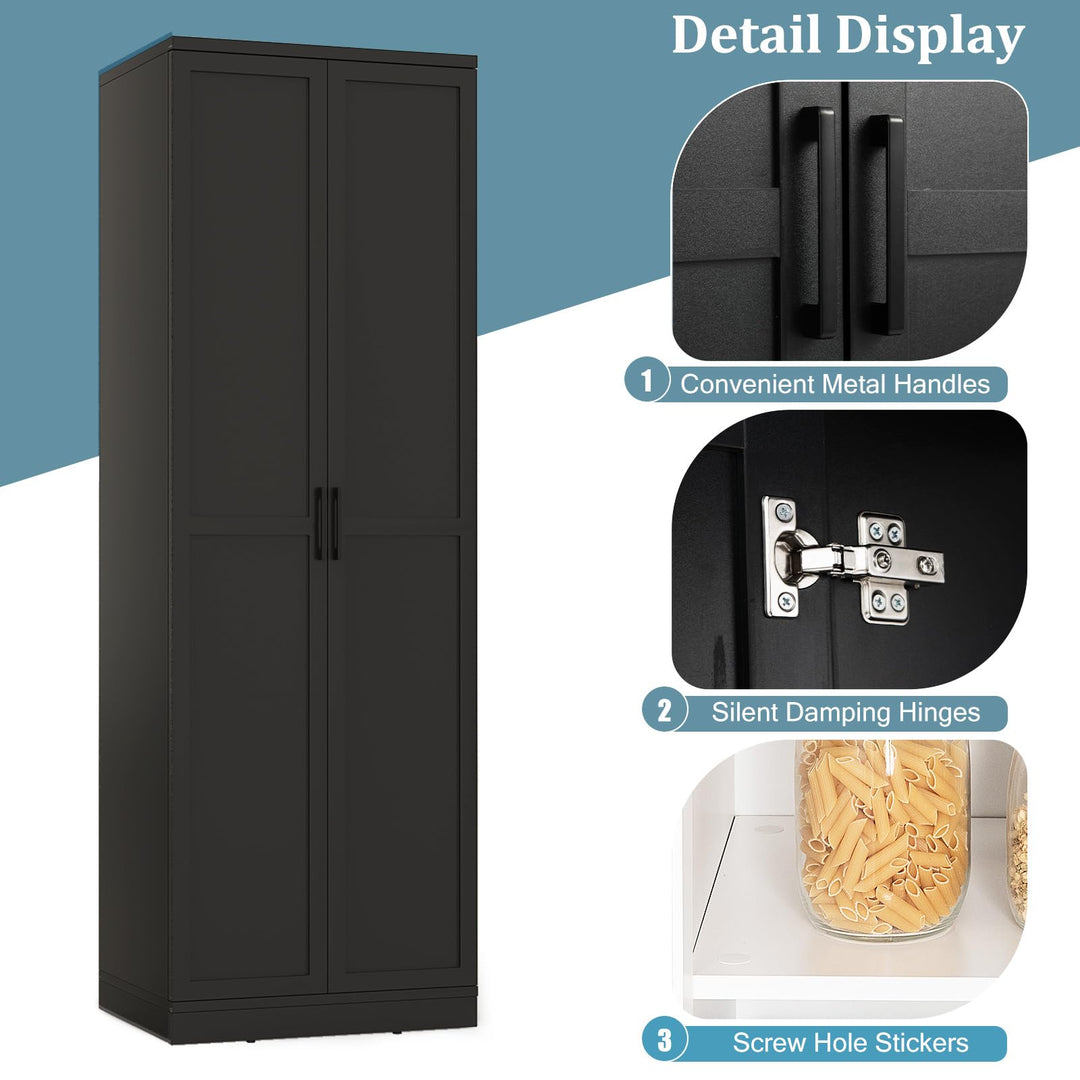 Giantex 70" Tall Wooden Storage Cabinet with 2 Doors and 5 Adjustable Shelves