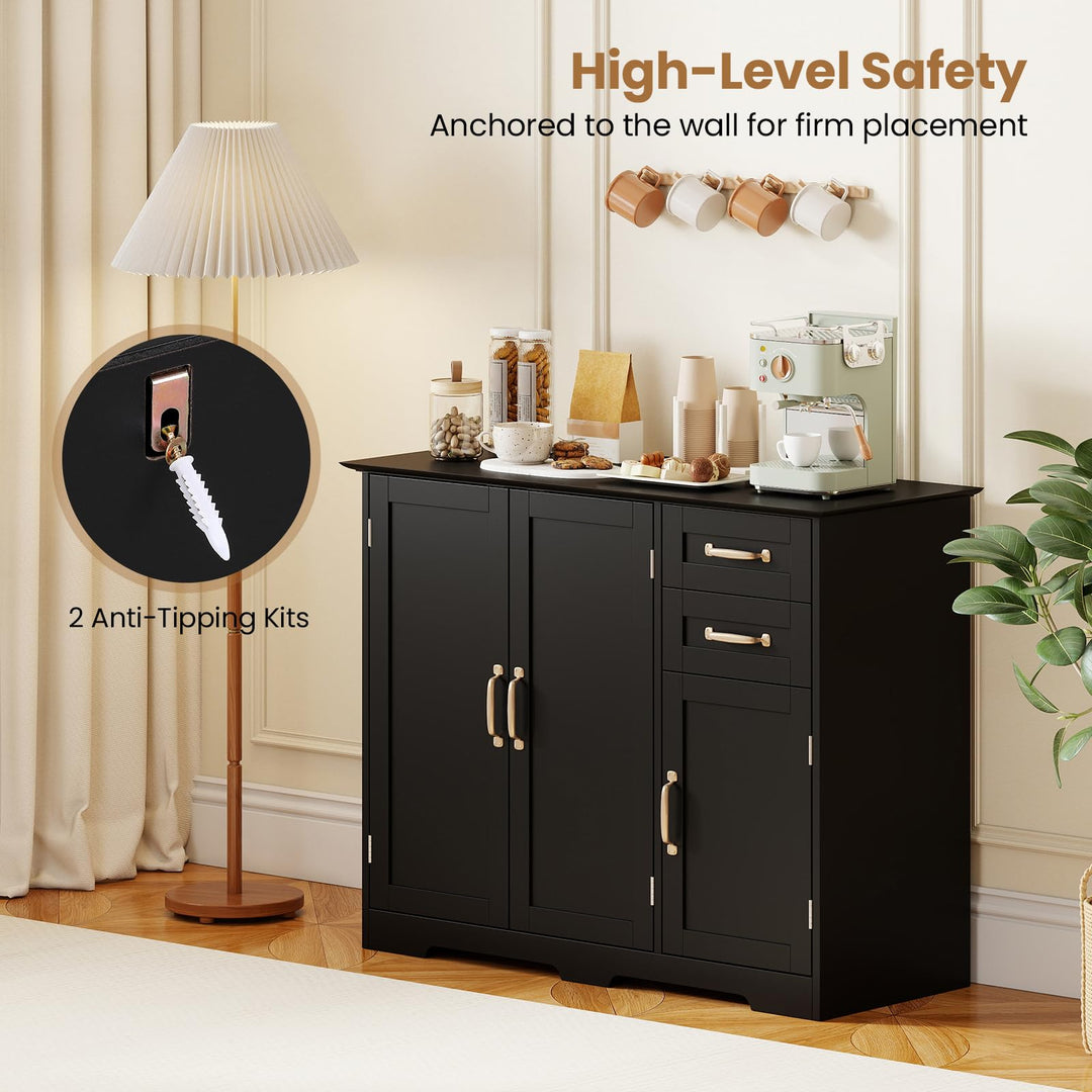 Giantex 40 Inch Modern Kitchen Sideboard Buffet Cabinet with 2 Drawers and Adjustable Shelf