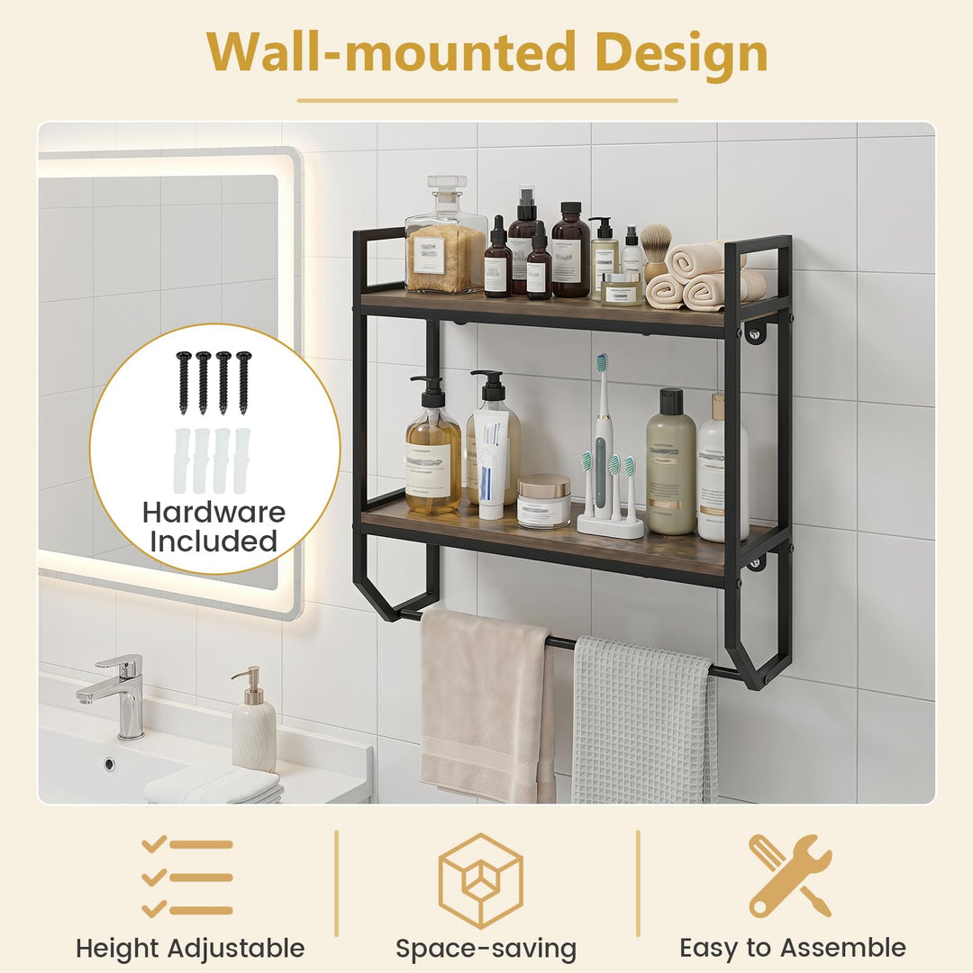 Giantex Bathroom Shelf with Towel Bar