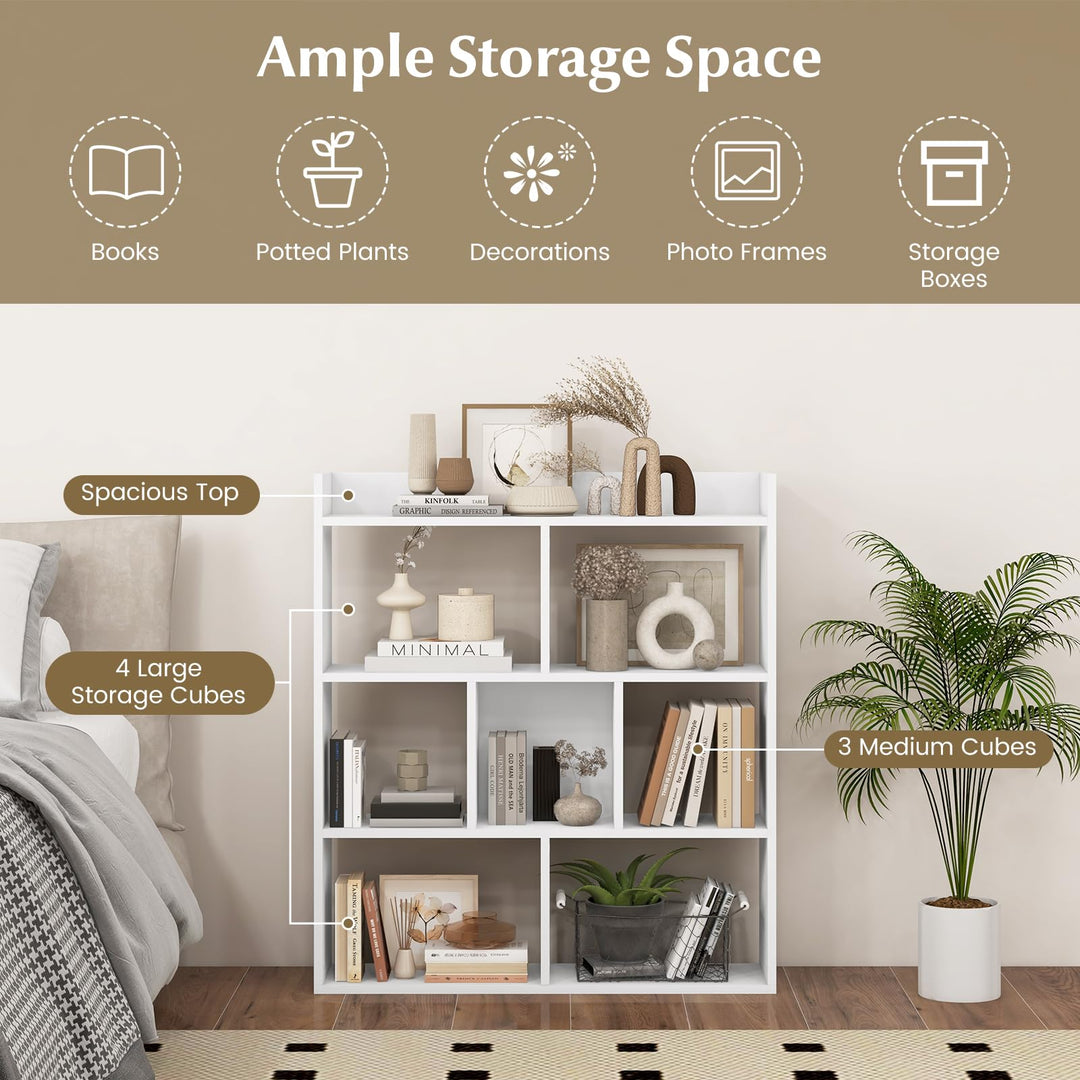 Giantex 7 Cube Bookshelf with Anti Toppling Devices for Living Room