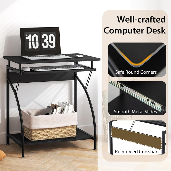 Giantex Computer Desk for Small Spaces, 27.5" Laptop Table with Pull-Out Keyboard Tray &amp; Bottom Storage Shelf