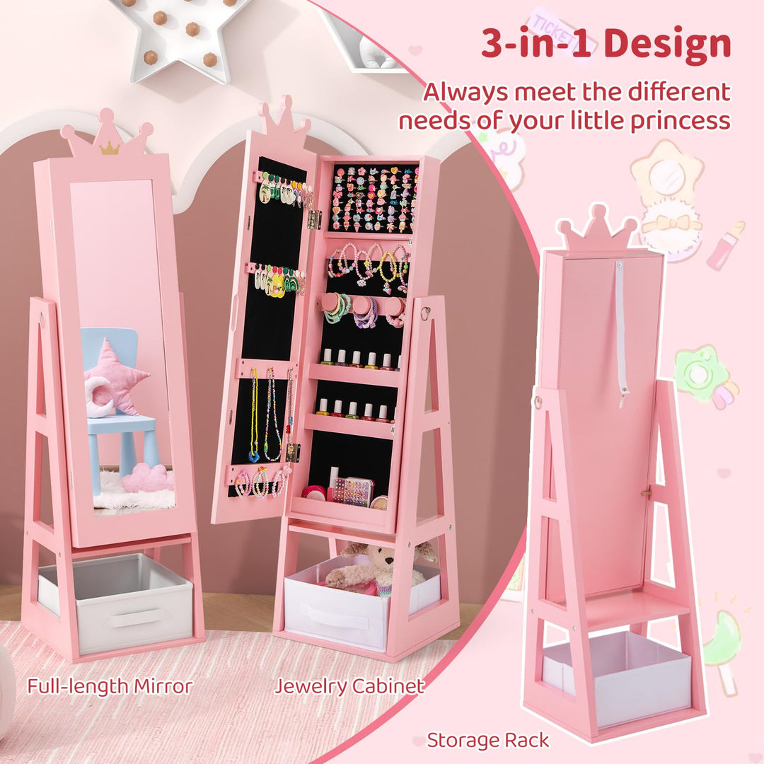 CHARMAID Kids Mirror Jewelry Cabinet - 45.5&