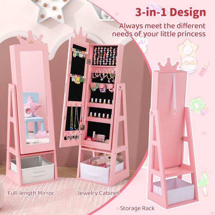 CHARMAID Kids Mirror Jewelry Cabinet - 45.5&