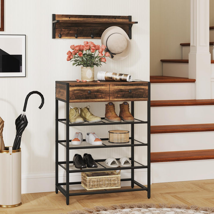 Giantex Coat Rack Shoe Stand Set