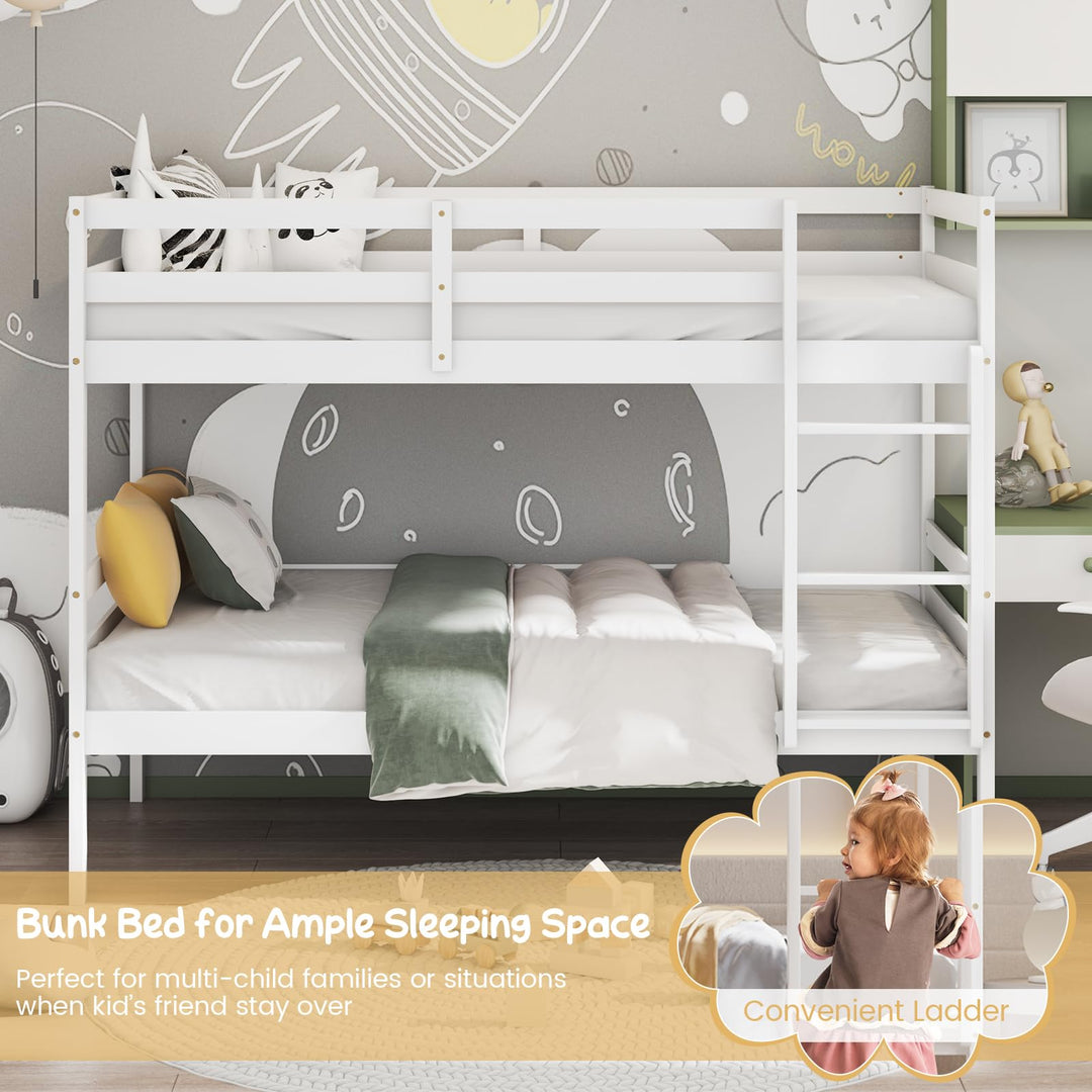 Giantex Bunk Bed Twin Over Twin White, Solid Wood Bunk Bed