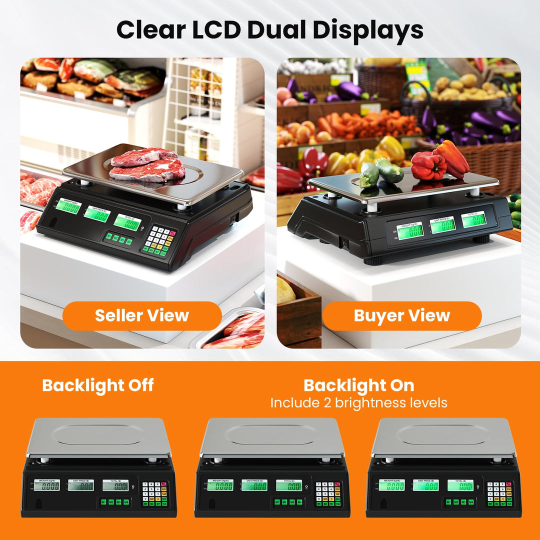 Giantex  88 lb/40 kg Price Computing Scale w/Dual LCD Display &amp; Stainless Steel Platform