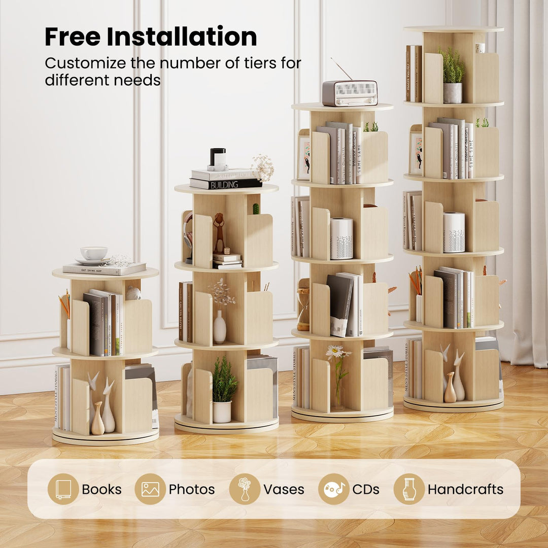 Giantex 5-Tier Rotating Bookshelf 360° Display Rack w/Dividers &amp; Anti-Falling Baffles
