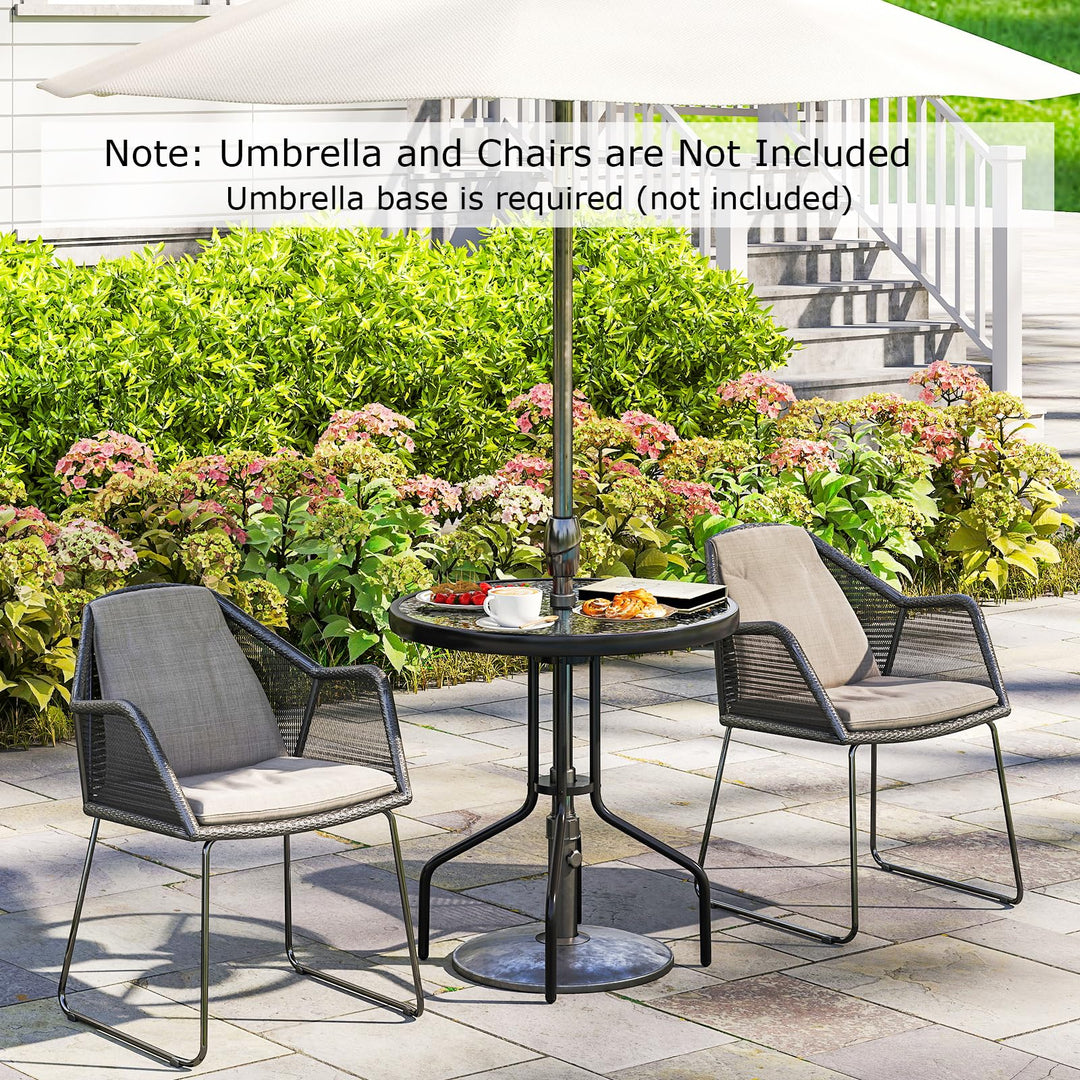 Giantex Patio Round Dining Table with Tempered Glass Tabletop and 1.57" Umbrella Hole