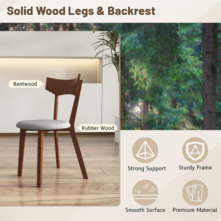 Giantex Wooden Dining Chairs, Solid Wood Kitchen Chairs w/Curved Back &amp; Cushioned Seat