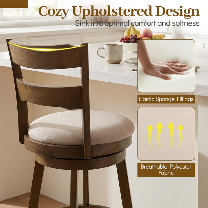 Giantex 25" Swivel Bar Stools Set of 2/4 with Fabric Upholstered Seat