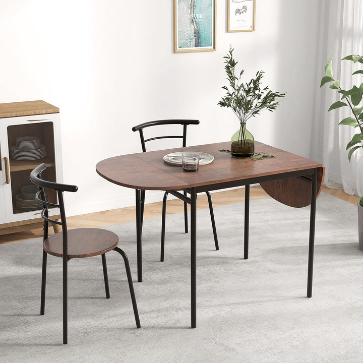 Giantex 3-Piece Dining Table Set for 2 - Kitchen Table Chair Set with 55” Drop Leaf Dinner Table, Dining Chairs