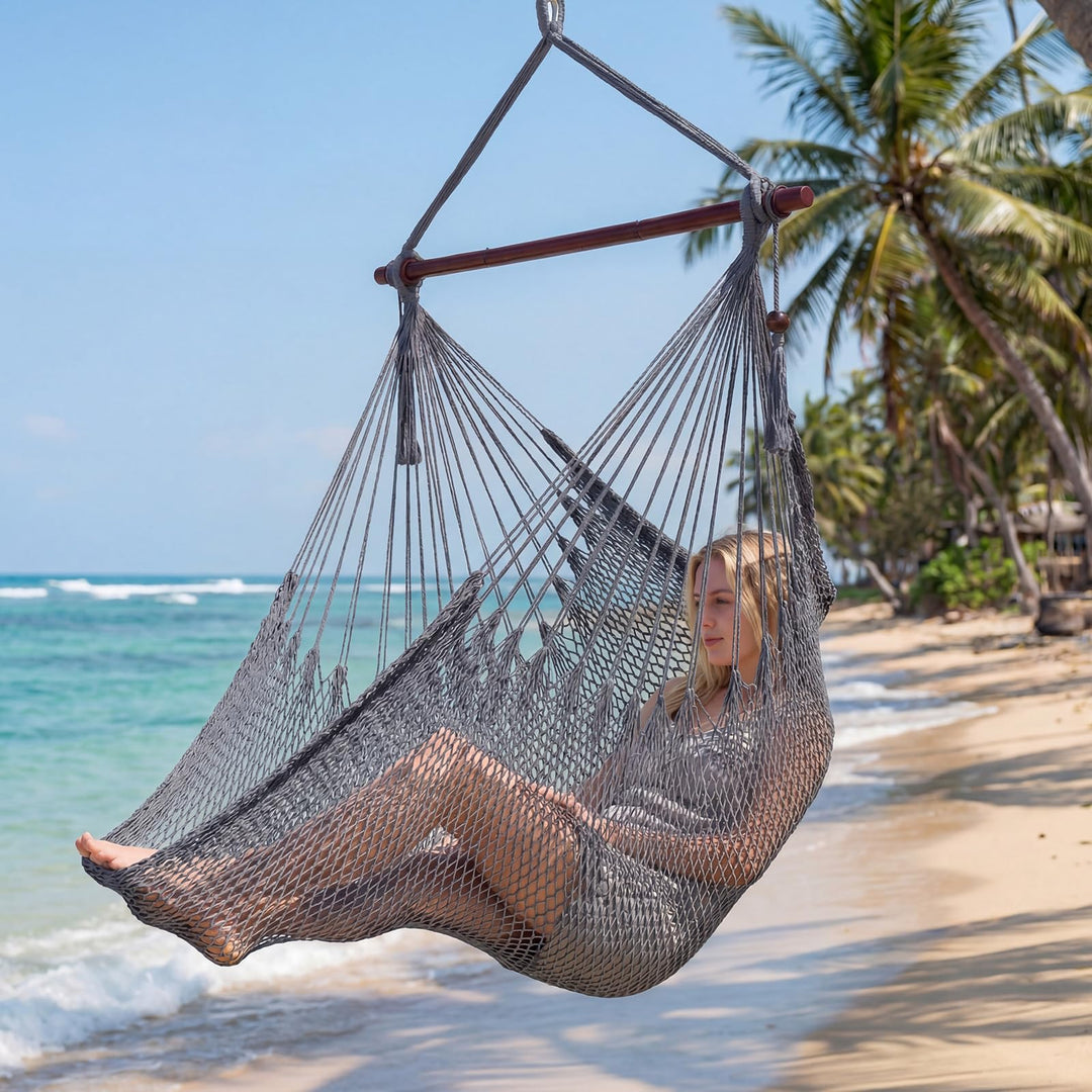 Giantex Caribbean Hammock Chair | Large Hanging Chair with Metal Spreader Bar