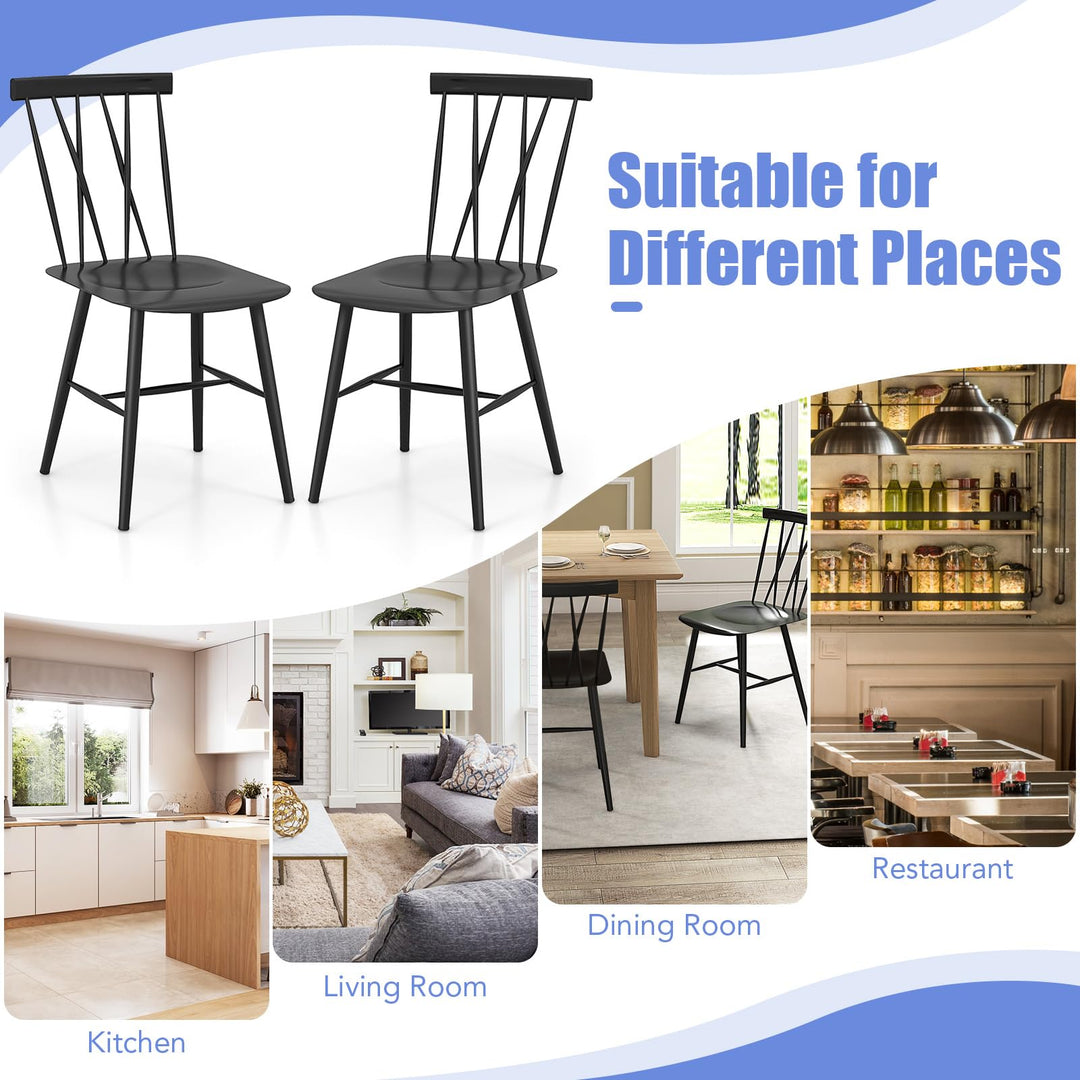 Giantex Metal Dining Chairs Set, Farmhouse Kitchen Chairs w/High Cross Backrest &amp; Curved Seat