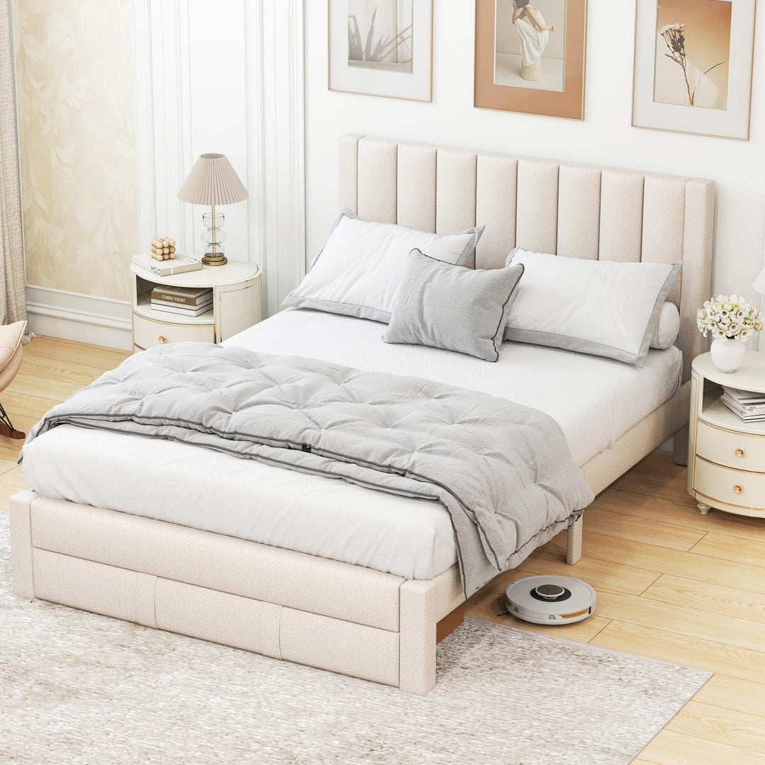 Giantex Queen Size Bed Frame with Storage Drawer