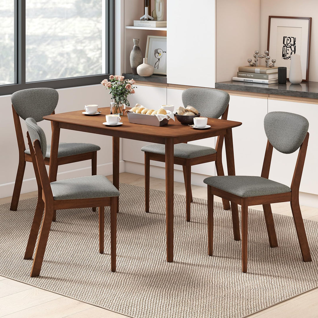 Giantex Mid-Century Modern Kitchen Table and Upholstered Chairs Set for 4