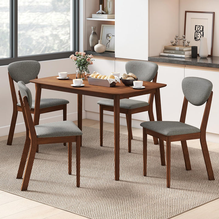 Giantex Mid-Century Modern Kitchen Table and Upholstered Chairs Set for 4