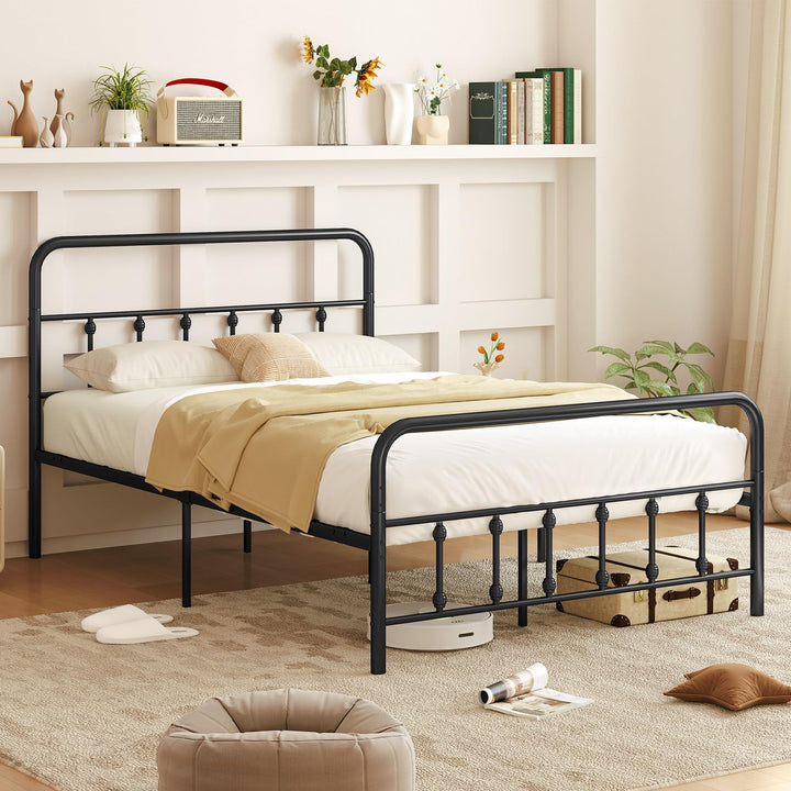 Giantex King/Queen/Full Size Metal Platform Bed Frame, Victorian Style Platform Bed with Headboard &amp; Footboard