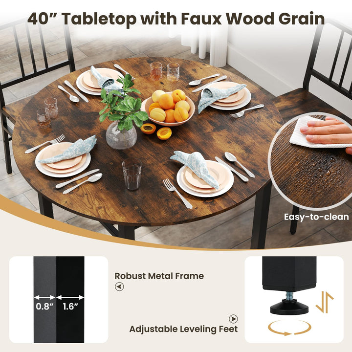 Giantex 40-Inches Round Kitchen Table &amp; Chairs with Storage Rack &amp; Metal Frame