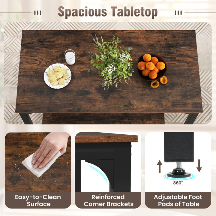 Giantex Dining Table Set for 4 Industrial Kitchen Table 2 Chairs Stool &amp; Bench
