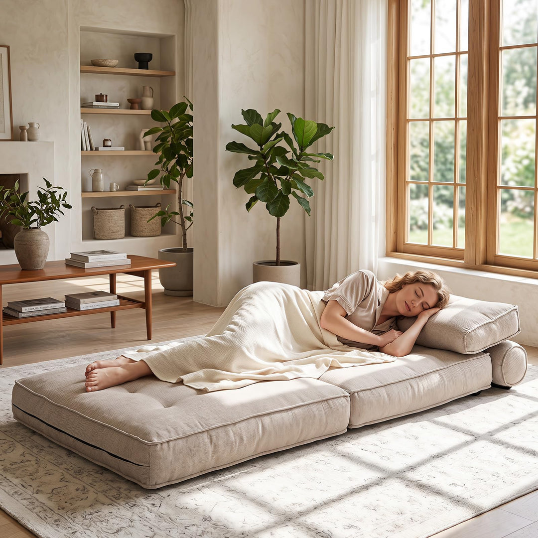 Giantex 3-in-1 Folding Sofa Bed with Bolster &amp; Pillow