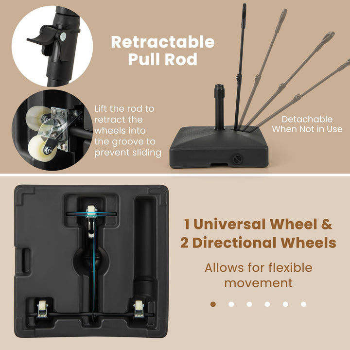 Giantex 132 lbs Fillable Patio Umbrella Stand with Retractable &amp; Removable Pull Rod