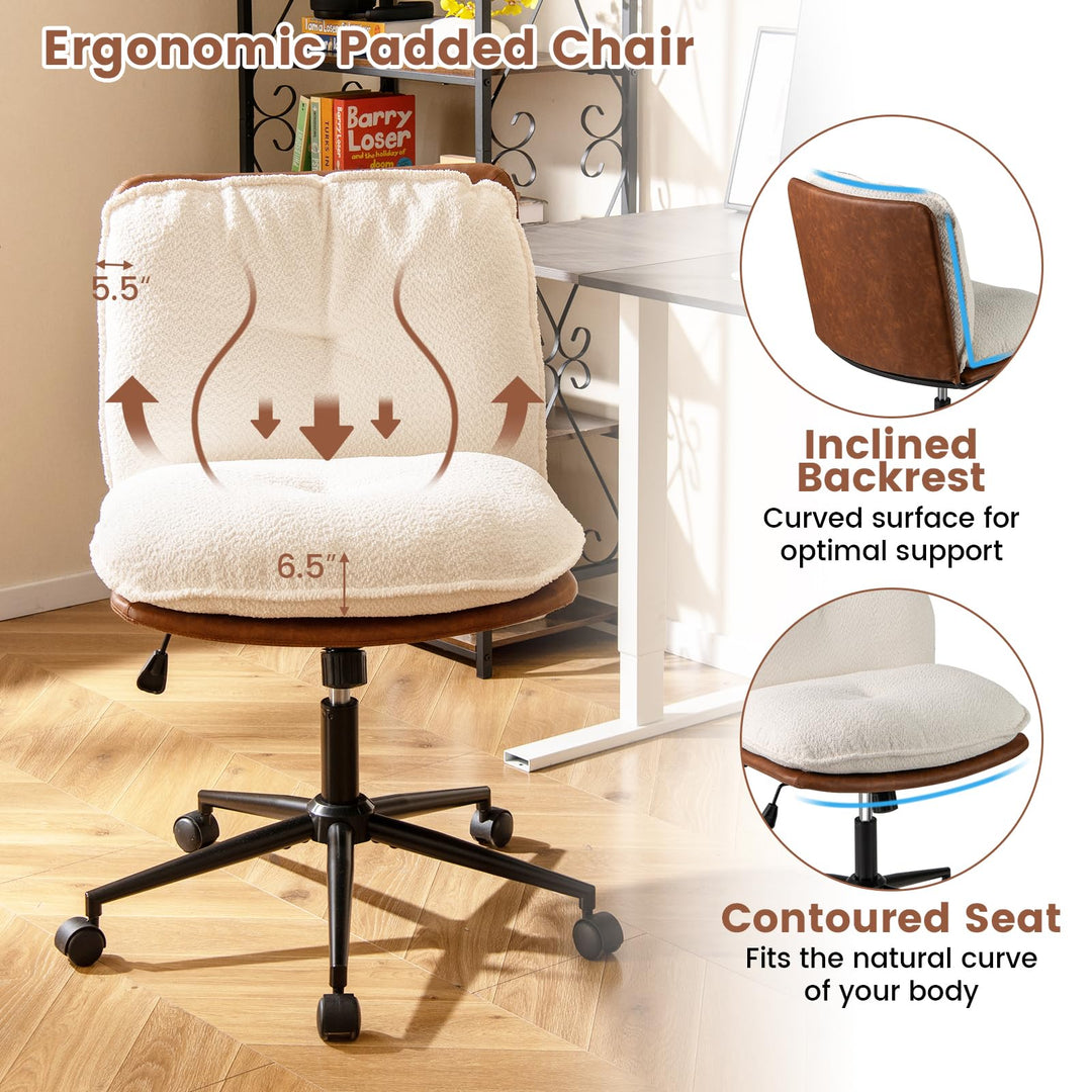 Giantex Faux Fur Desk Chair with Rocking Backrest &amp; Thick Padded Cushion
