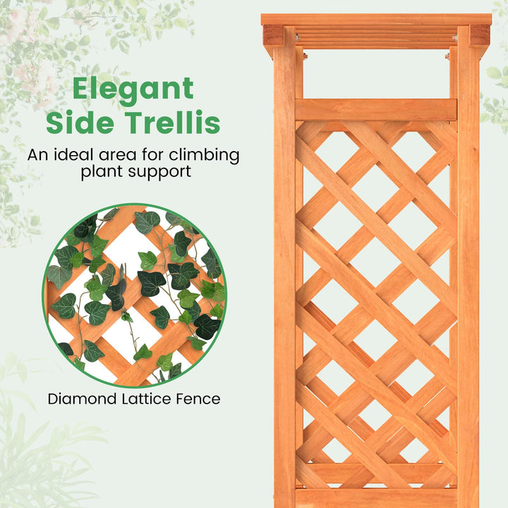 31" x 12.5" x 60" Raised Garden Bed with 2-Sided Trellis &amp; Hanging Roof