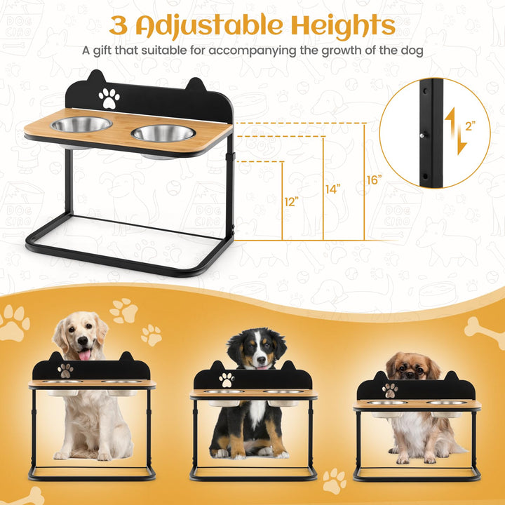 Giantex Elevated Dog Bowls Stand - Raised Pets Cats Feeding Station