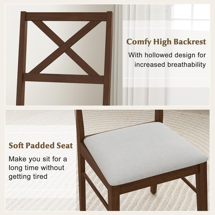 Giantex Wooden Dining Chairs Set of 2/4, Upholstered Kitchen Chairs w/Cross Back &amp; Padded Seat