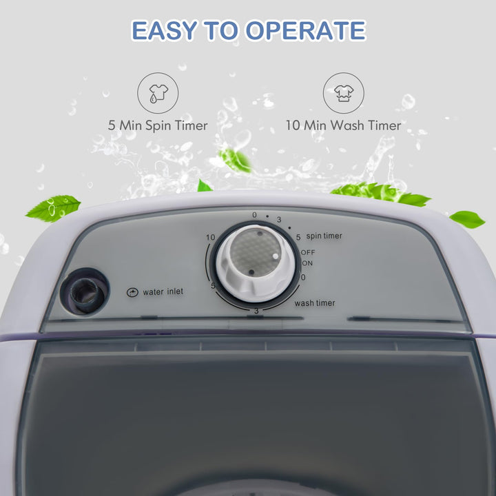 Portable Mini Washing Machine Semi-Automatic Washer and Spinner Combo with Single Tub