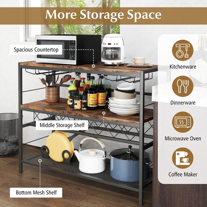 Giantex 4-Tier Wine Rack Table - 7-Bottle Wine Bar Cabinet w/ 4 Wine Racks &amp; 16 Glasses Holder