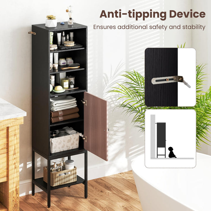 Giantex 57” Tall Bathroom Storage Cabinet, Bathroom Floor Cabinet with Door, Adjustable Shelves &amp; Foot Pads