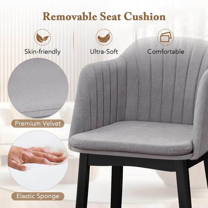 Giantex Modern Dining Chairs, Upholstered Velvet Accent Chairs w/Curved Backrests &amp; Rubber Wood Legs