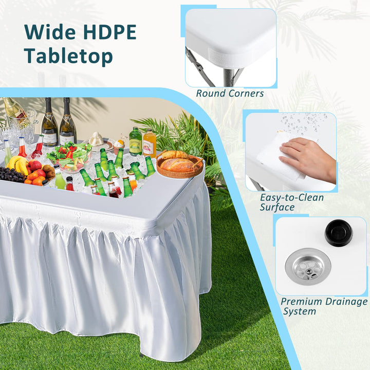 Giantex Foldable Ice Bin Table with Drain &amp; Bucket