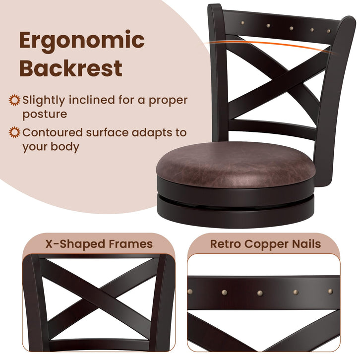 Giantex 30" Swivel Bar Stools with Footrest &amp; Rubber Wood Frame