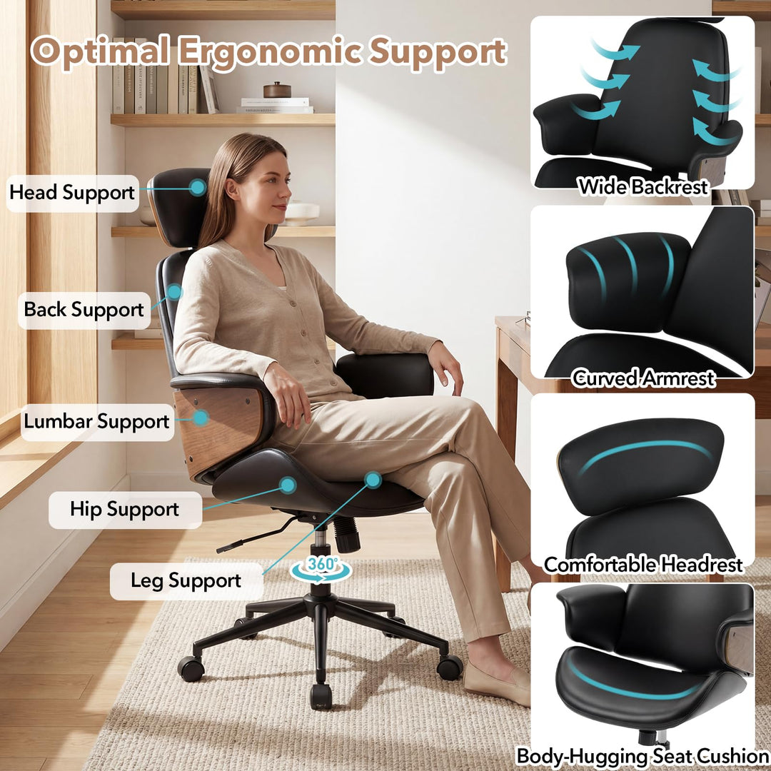 Giantex Ergonomic High Back Faux Leather Executive Chair with Headrest