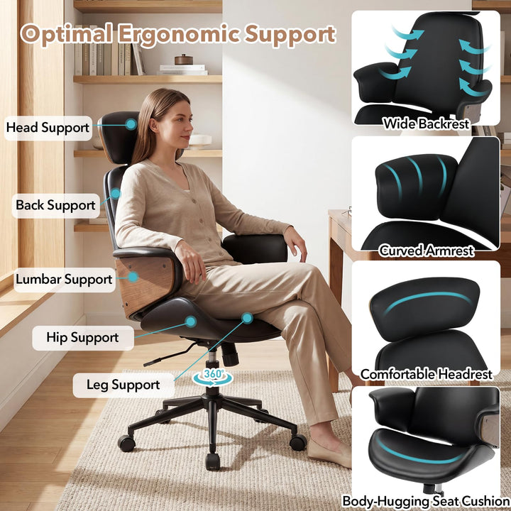 Giantex Ergonomic High Back Faux Leather Executive Chair with Headrest