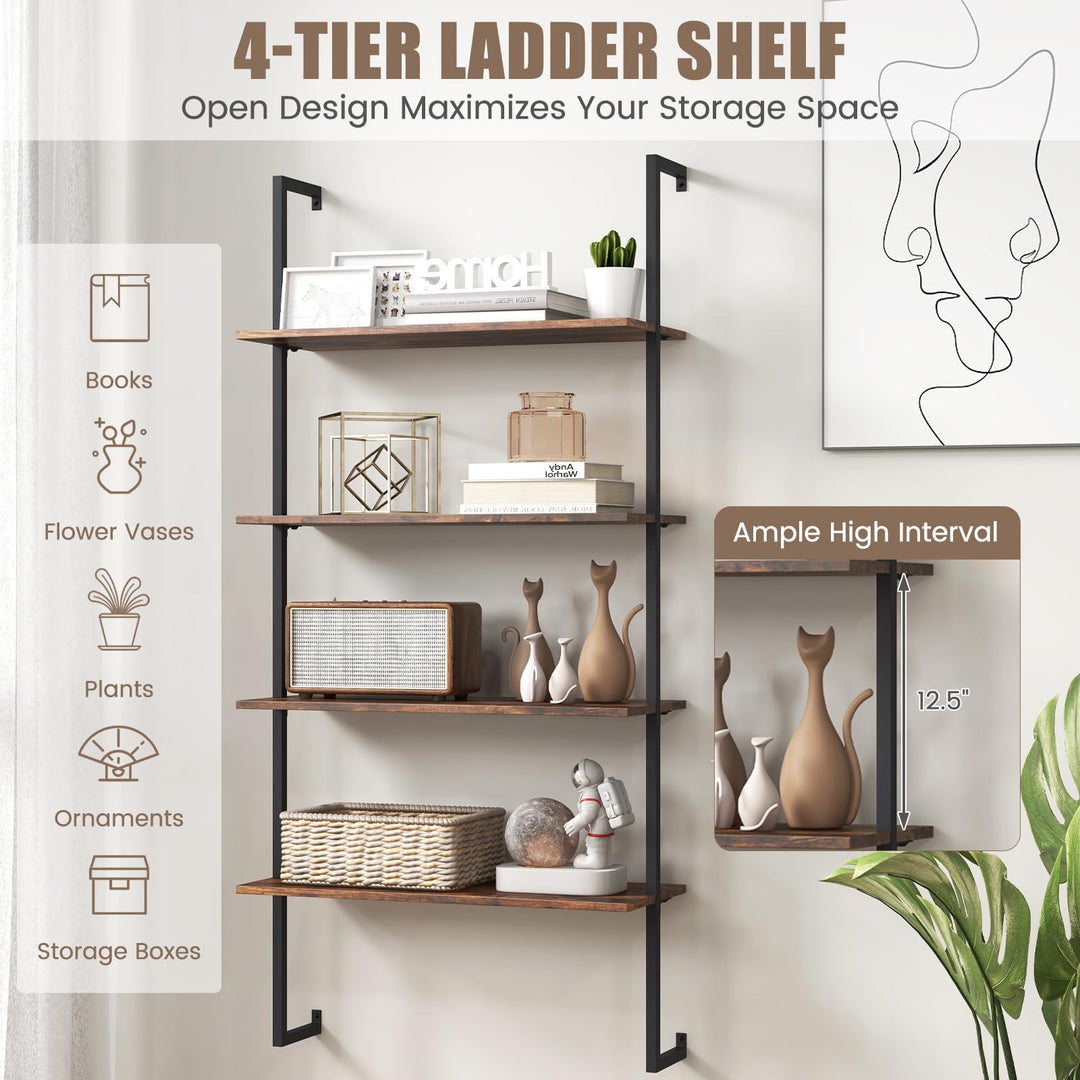 Giantex 4 Tier Modern Wall Mounted Bookshelf Set