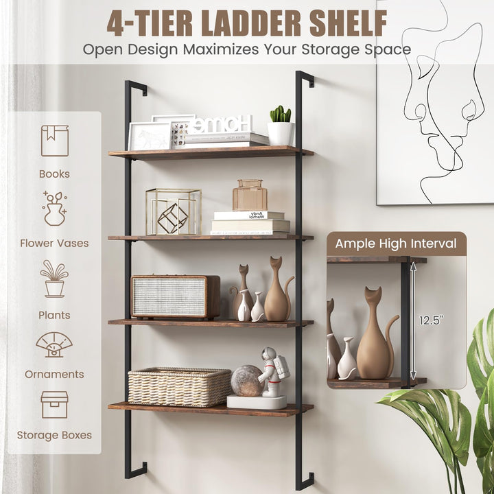 Giantex 4 Tier Modern Wall Mounted Bookshelf Set