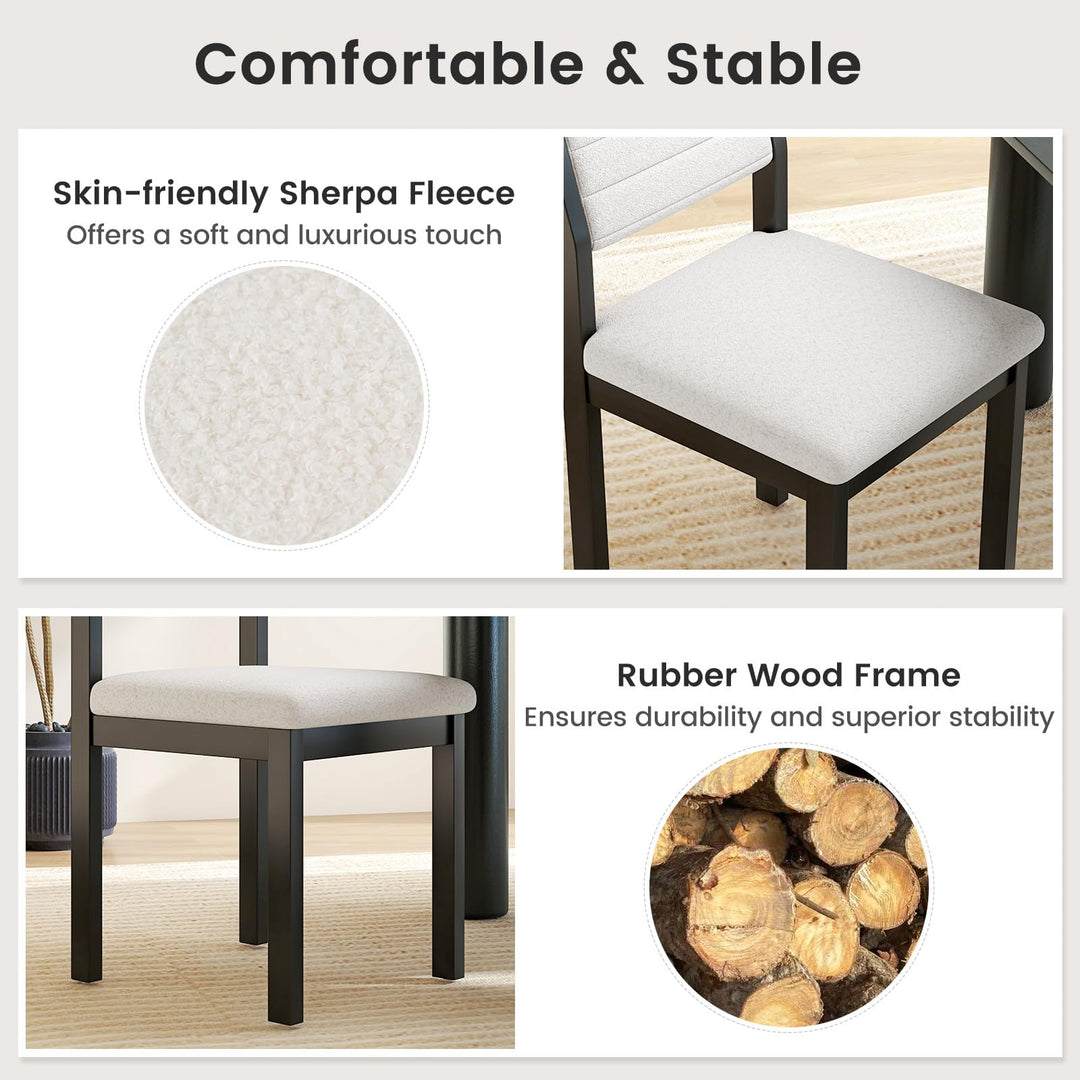 Giantex Sherpa Kitchen Chairs with Wood Frame &amp; Padded Seat