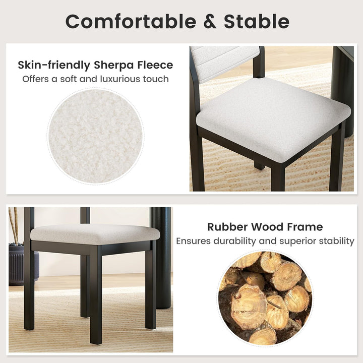 Giantex Sherpa Kitchen Chairs with Wood Frame &amp; Padded Seat