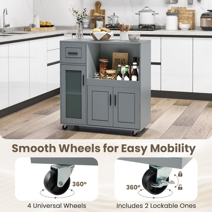 Giantex Kitchen Island with Storage, Kitchen Cart with Wheels