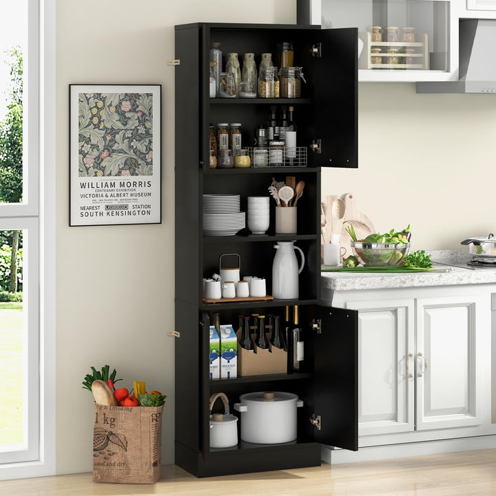 Giantex Kitchen Pantry Cabinet, 75” Tall Freestanding Cupboard with Doors &amp; Shelves