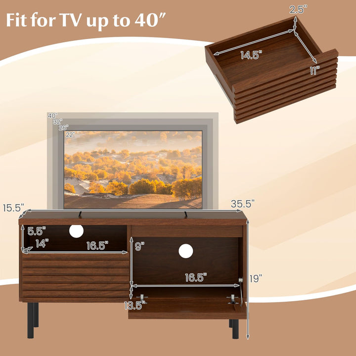 Giantex Mid Century Modern TV Stand with Fluted Entertainment Center