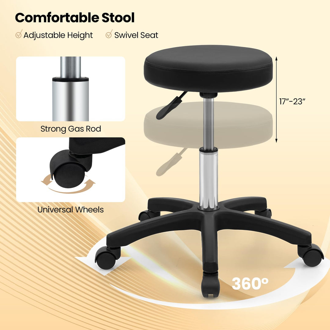 Giantex 72" Massage Bed with Hydraulic Stool, 3-Section Tattoo Chair with Adjustable Backrest, Legrest &amp; Storage Boxes