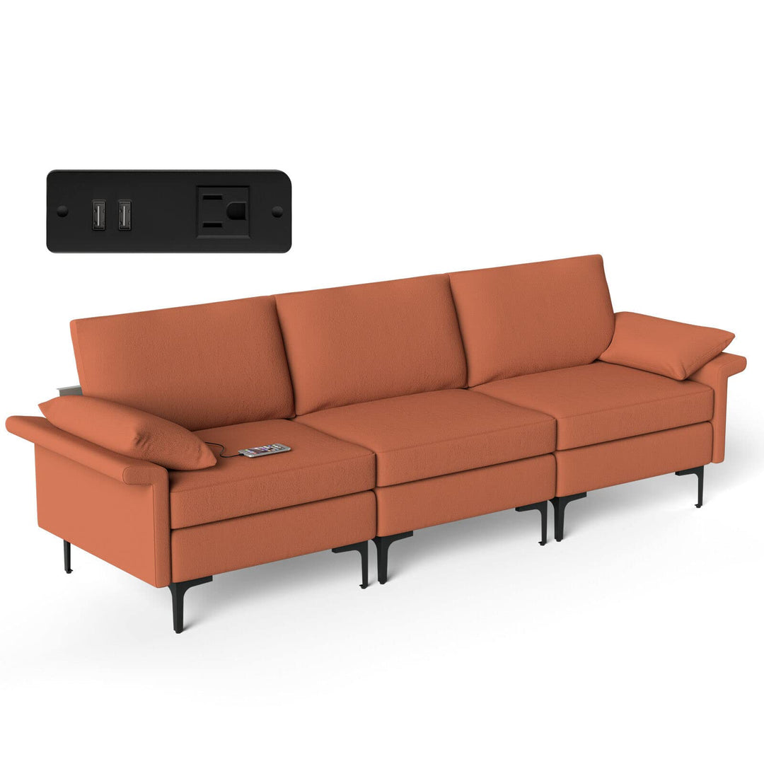 Giantex 3-Seat Sectional Sofa Couch, 100.5" L Convertible Sleeper with USB Port &amp; Outlet