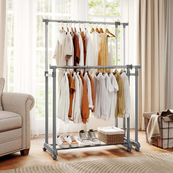Giantex Portable Garment Clothin Rack with Adjustable Height &amp; Width for Laundry
