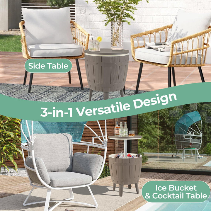 Giantex Cooler Side Table Outdoor - 10 Gallon Cooler Table with Drainage Plug, Adjustable Height