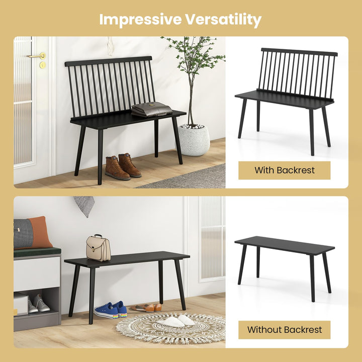 Giantex Entryway Bench for 2, Windsor Bench with Spindle Back &amp; Anti-Slip Foot Pads