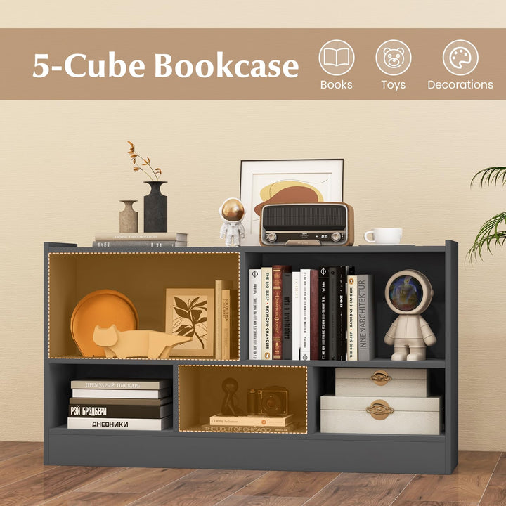 Giantex 5-Cube Bookcase, Freestanding 3-Tier Bookshelf with Spacious Top &amp; Raised Base